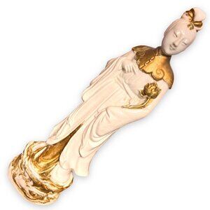 MCM White & Gold Chinese Ceramic Female Figurine
